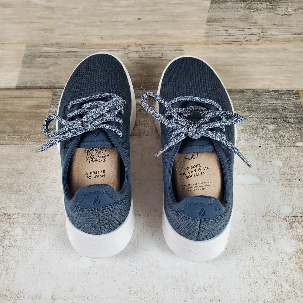 Allbirds Tree Runner Womens Shoes Sz 5 Running Kauri Navy Knit Lace Up Sneakers